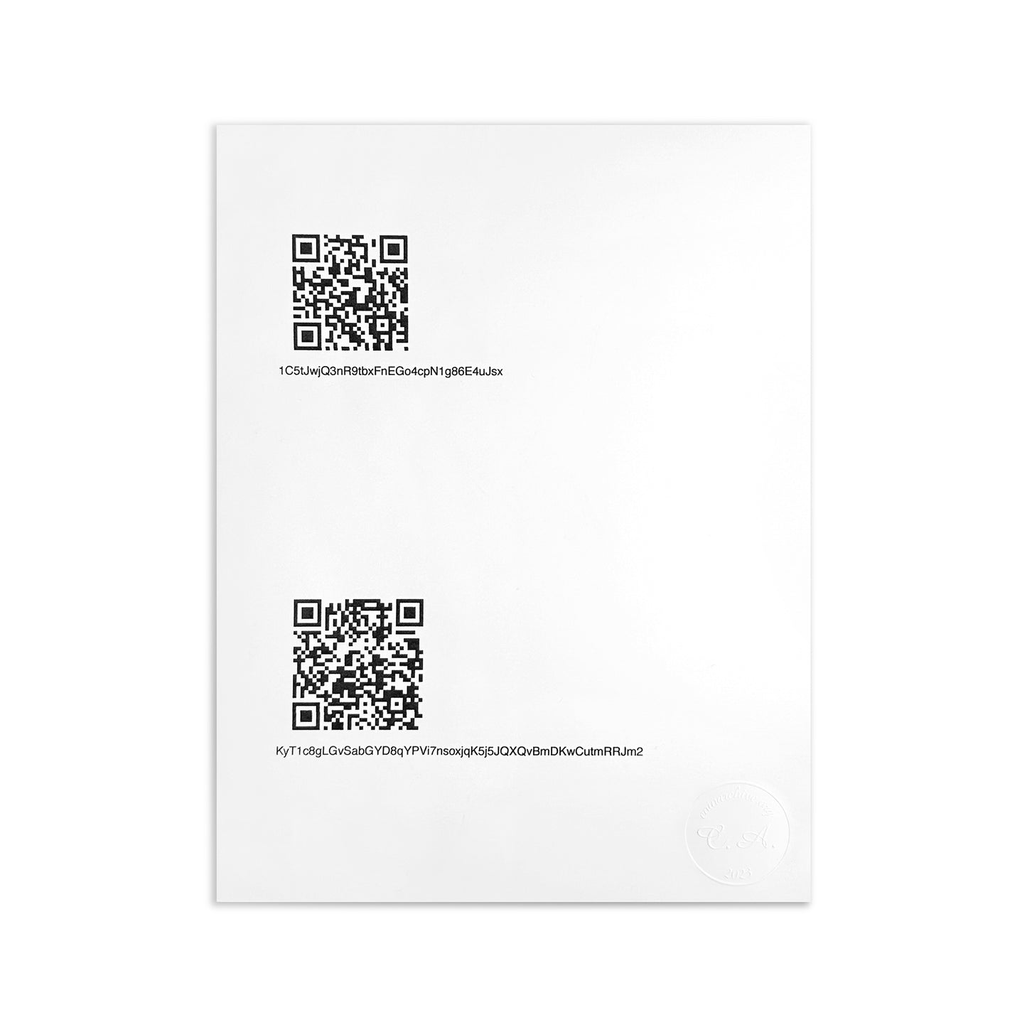Coin Archive Paper Wallet